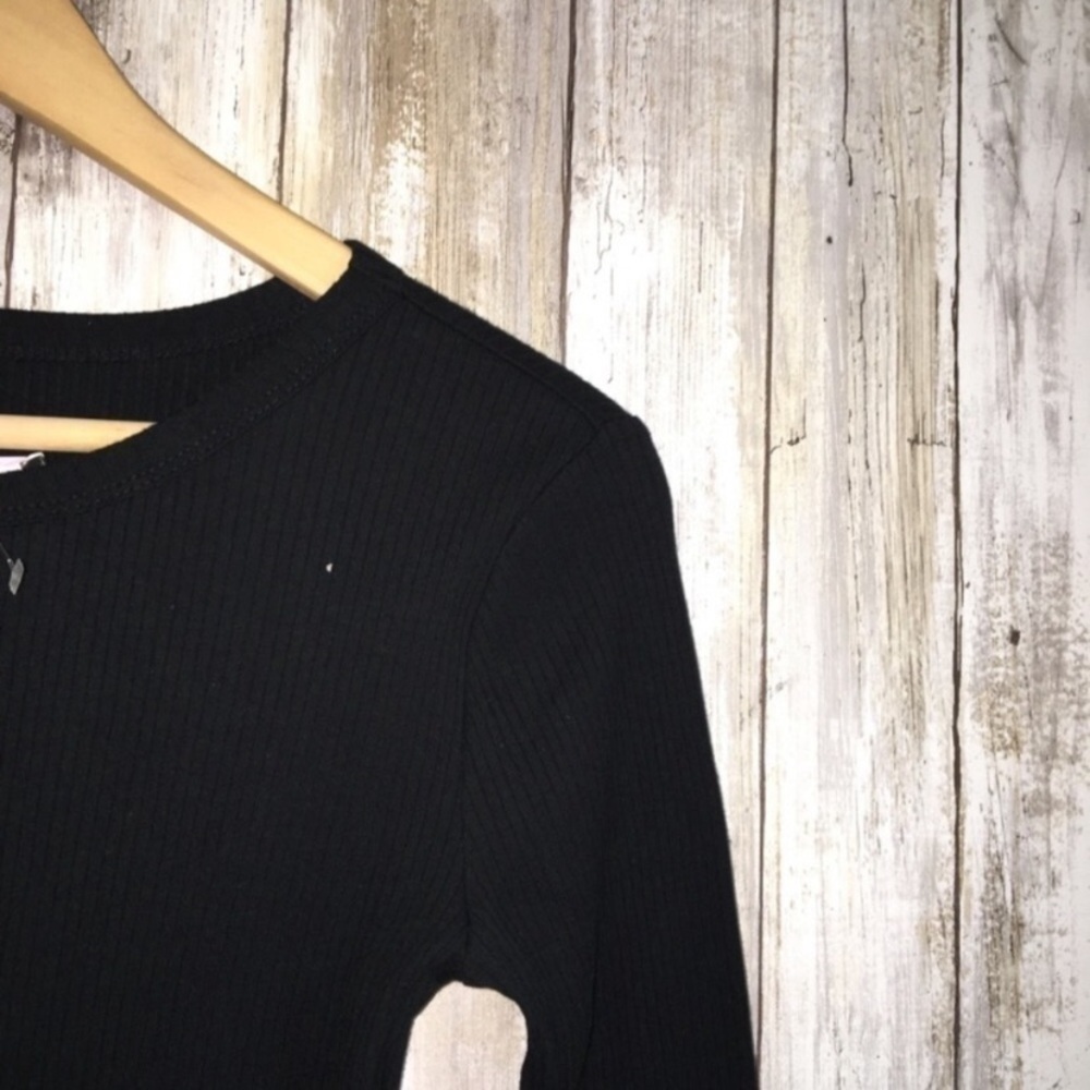 NWT Wild Fable Black Rose Embroidered Ribbed Dress - Picture 4 of 5